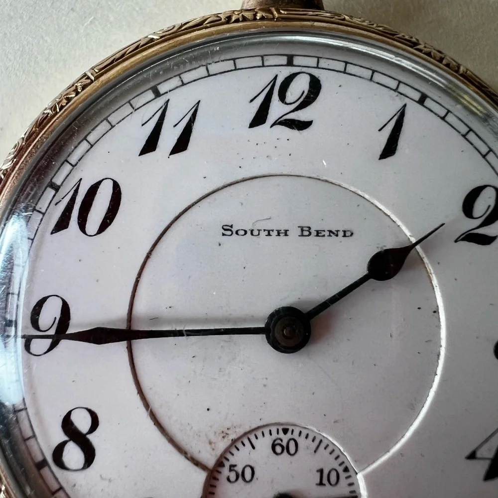 Antique South Bend Pocket Watch, Gold Filled, Wadsworth Referee, Chronograph